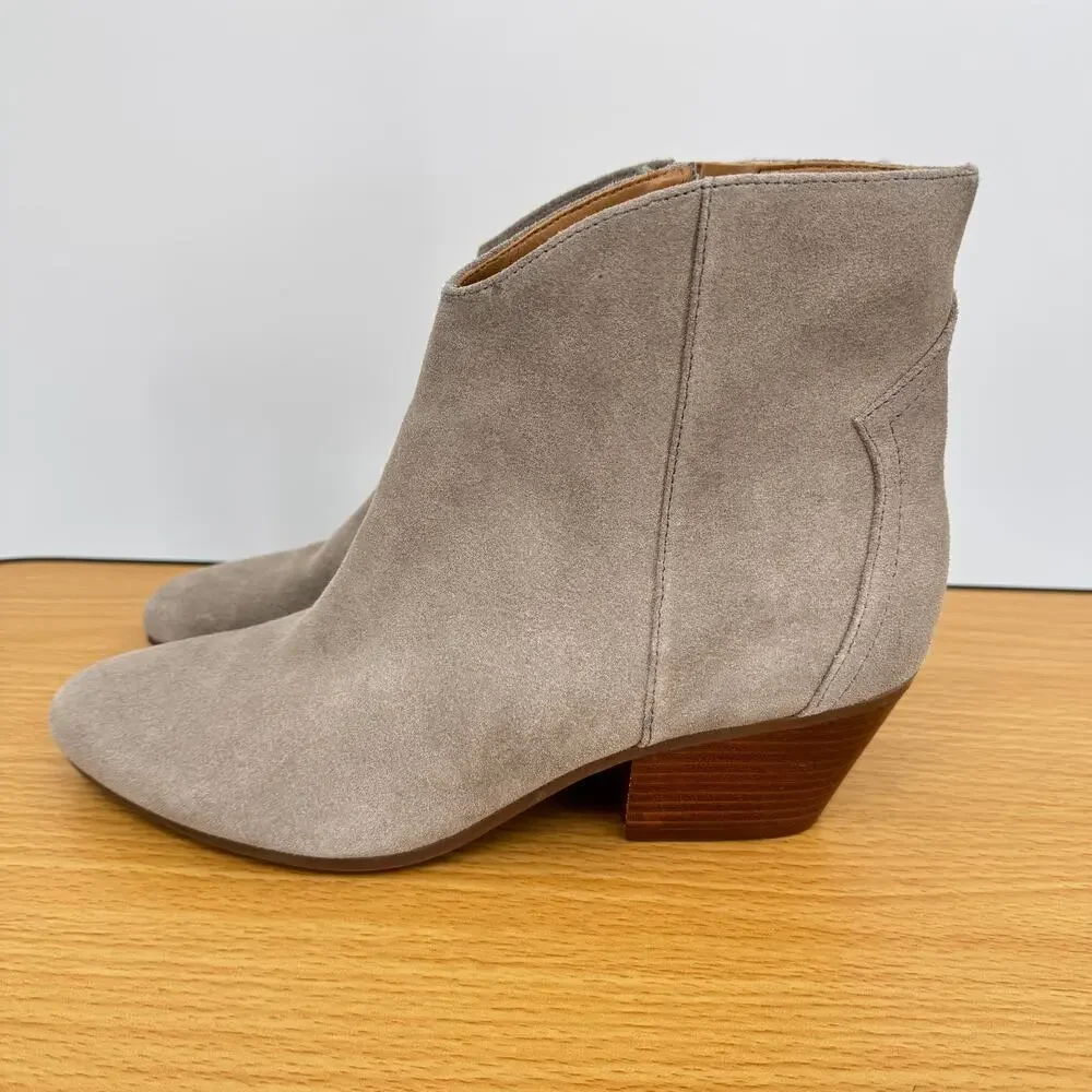 Nine West Tristan boots women's 8.5 ankle western tan suede leather block heel